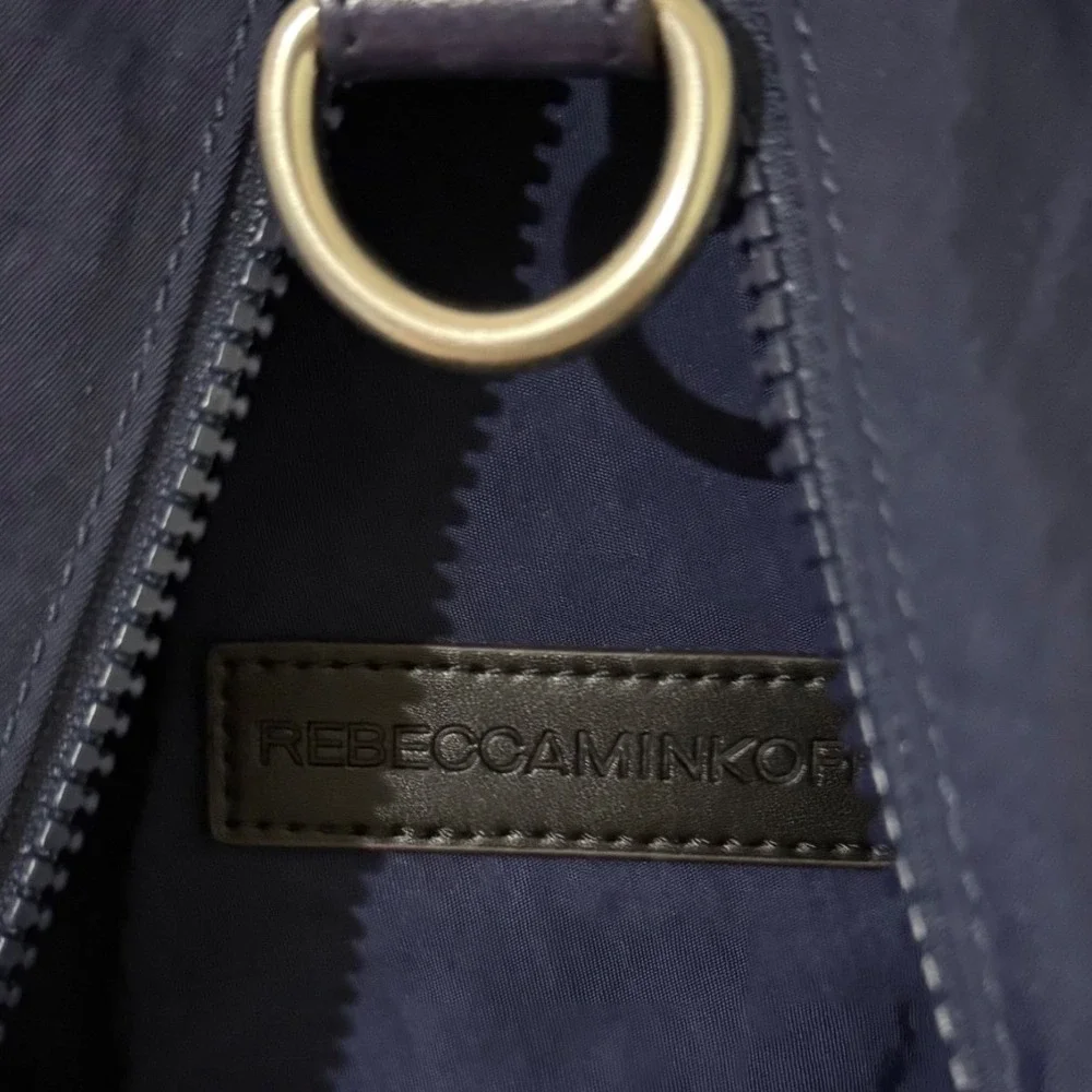 Rebecca Minkoff Julian Navy Blue Nylon Backpack Silver Hardware Medium Bag